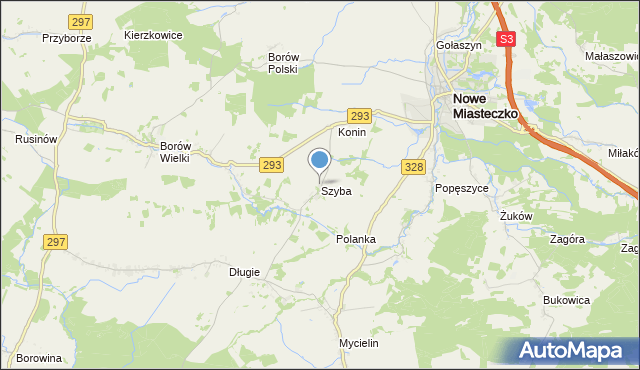 mapa Szyba, Szyba gmina Nowe Miasteczko na mapie Targeo